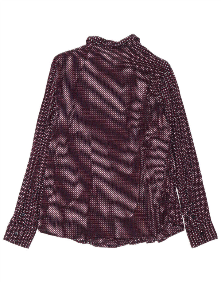 BENETTON Chemise à motif abstrait pour femme UK 14 Coton multicolore moyen