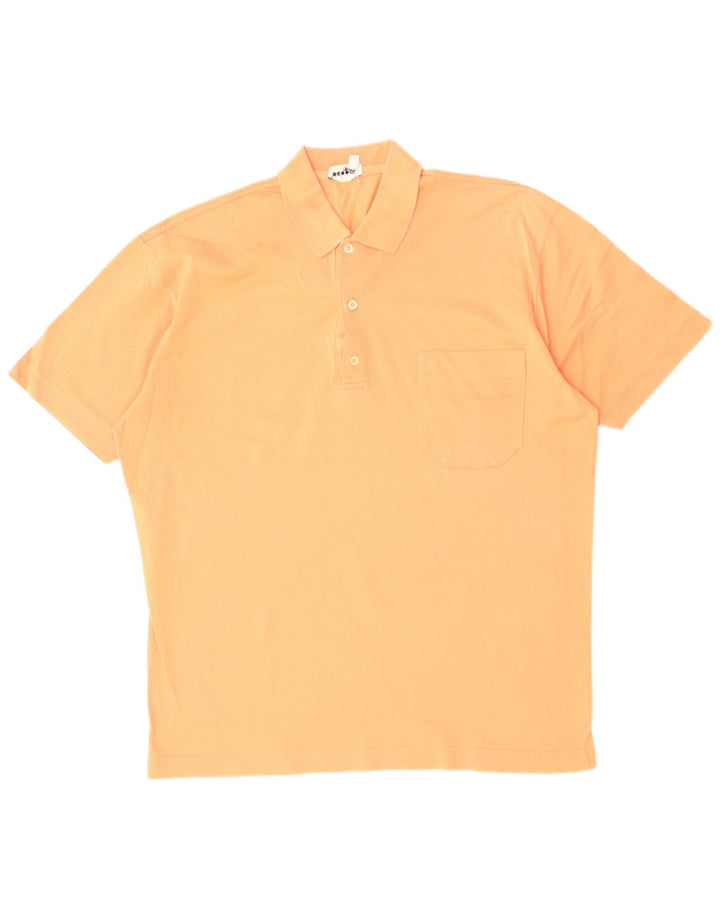 VINTAGE Polo Homme Coton Orange Moyen