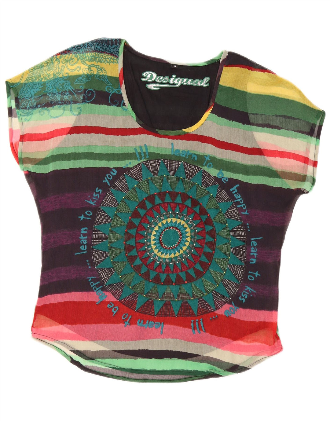 DESIGUAL Chemisier surdimensionné pour femme UK 10 Petit rayé multicolore