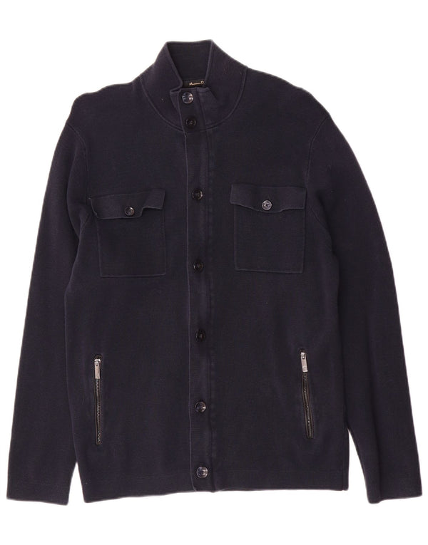 Massimo Dutti Pull Cardigan Homme Bleu Marine Moyen Coton