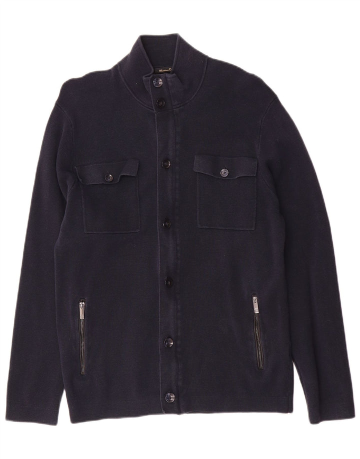 Massimo Dutti Pull Cardigan Homme Bleu Marine Moyen Coton