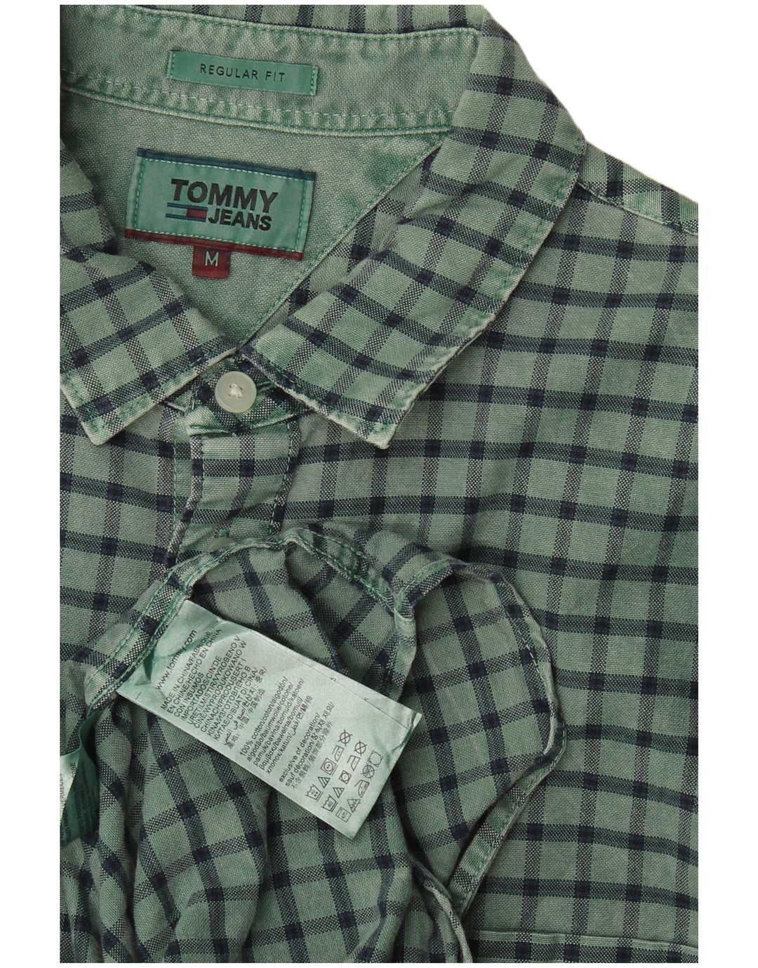 Tommy Hilfiger Chemise Regular Fit Homme Vert Moyen à Carreaux Coton