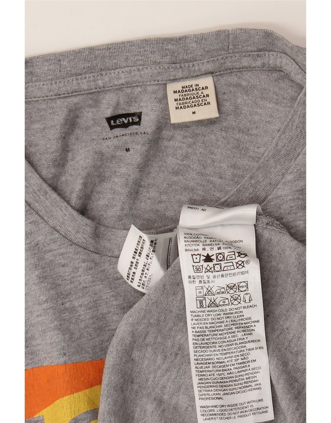 LEVI'S Tee-Shirt Graphique Homme Gris Moyen Moucheté Coton