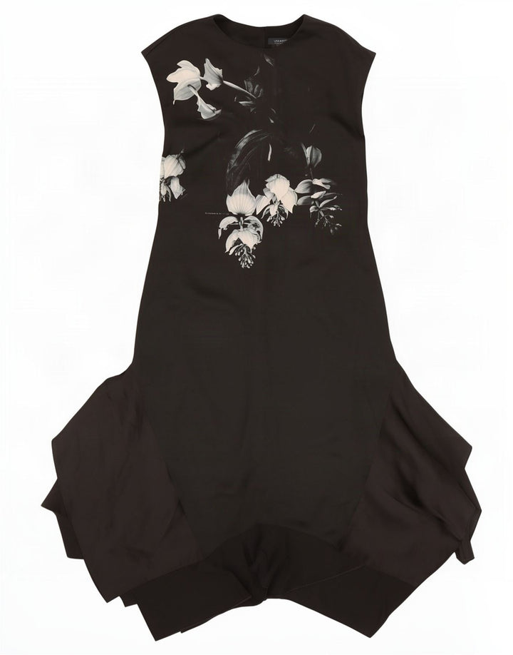 All Saints Robe Maxi Asymétrique pour Femme UK 42 Medium Noir Floral
