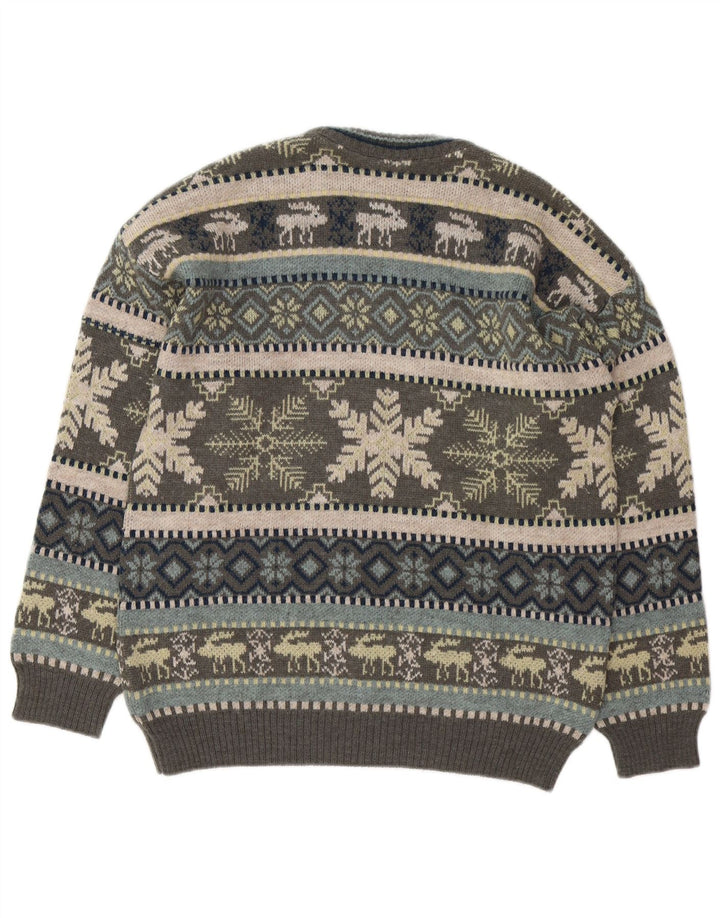 Liberti Pull Col Rond Homme Gris Moyen Laine Fair Isle