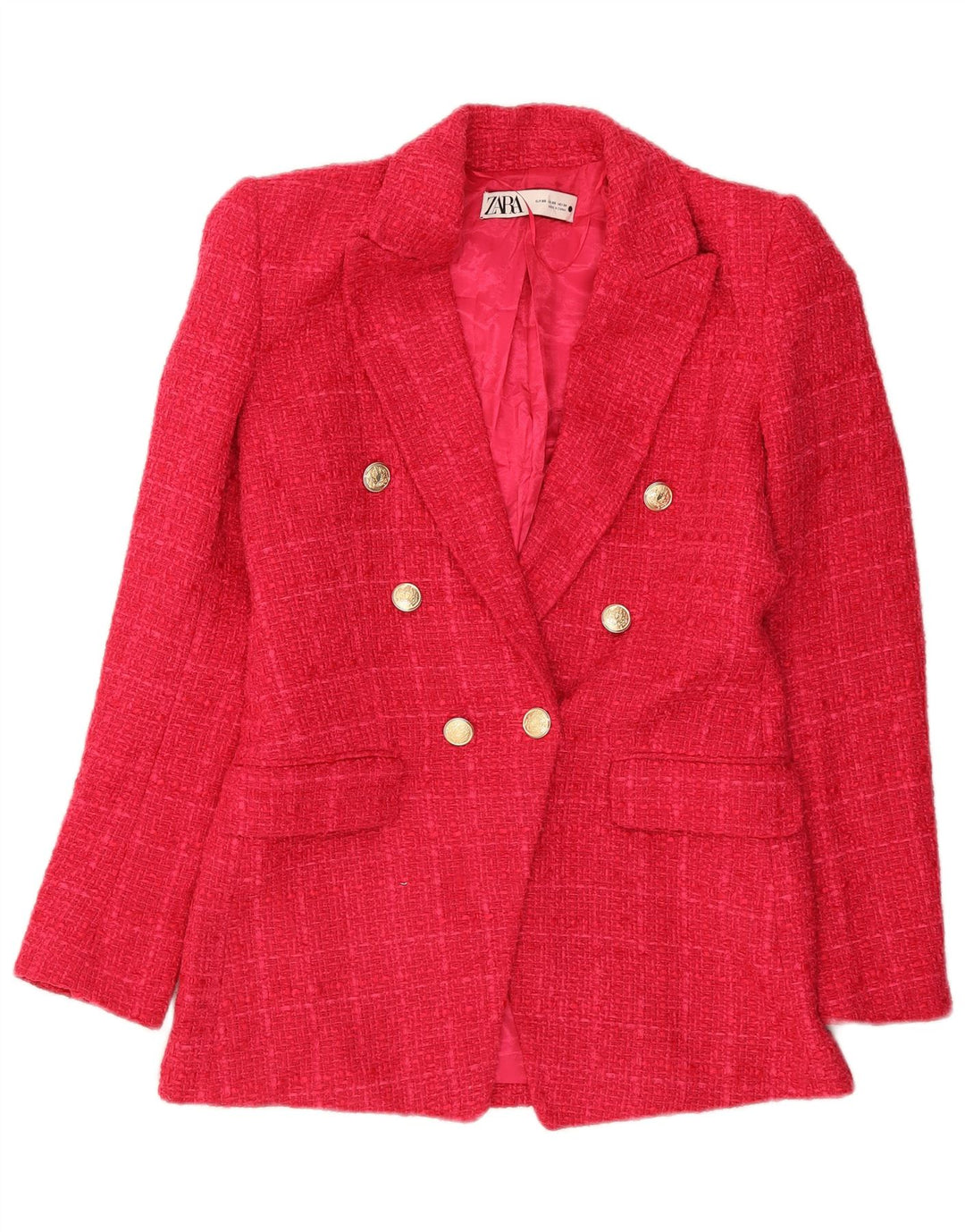 Zara Veste blazer croisée pour femme UK 6 XS Rose à carreaux