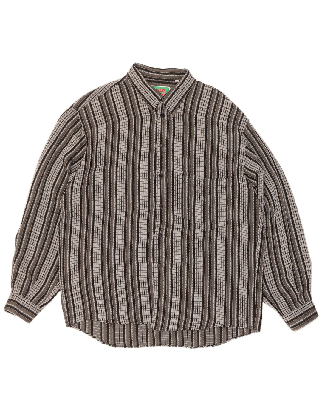 Chemise Homme Vintage Grand Acétate Rayé Gris