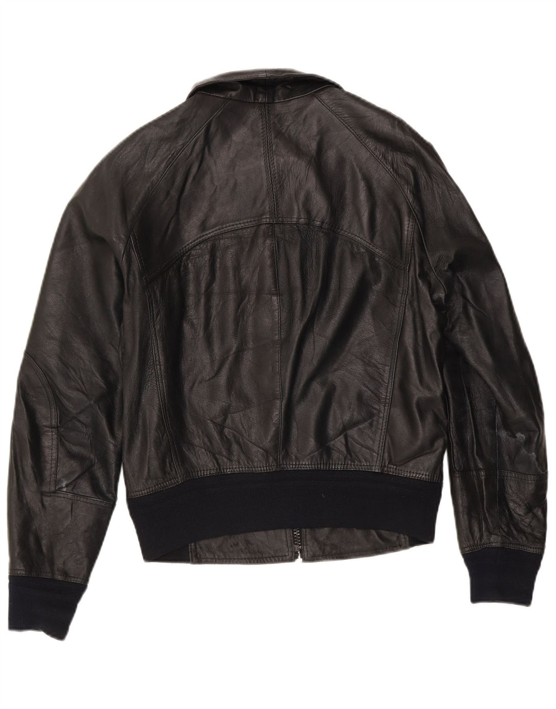 veste en cuir bomber femme vintage IT 50 XL cuir noir