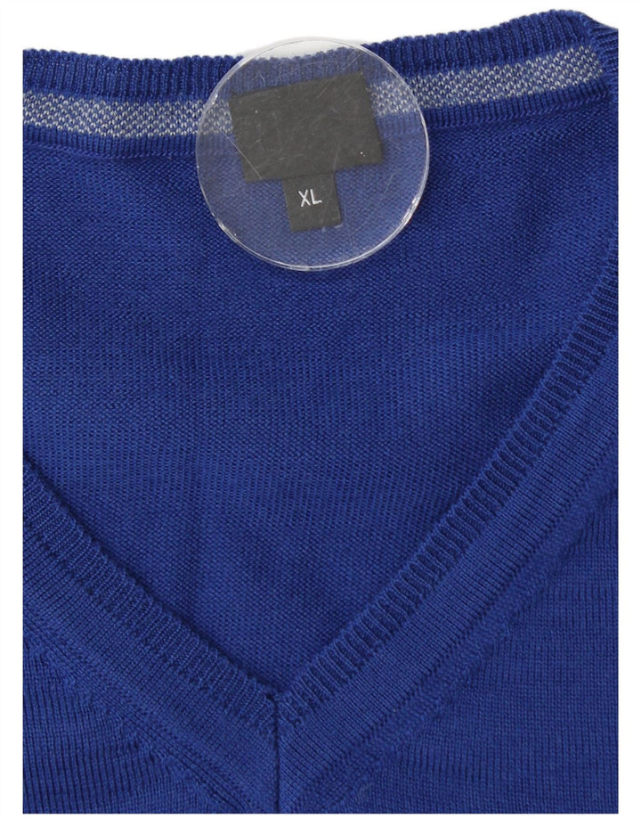 Hugo Boss Pull col V XL Bleu Laine Vierge Homme
