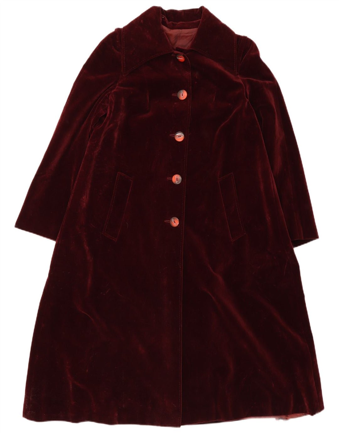 vintage Womens Velvet Overcoat IT 46 Grand Bourgogne