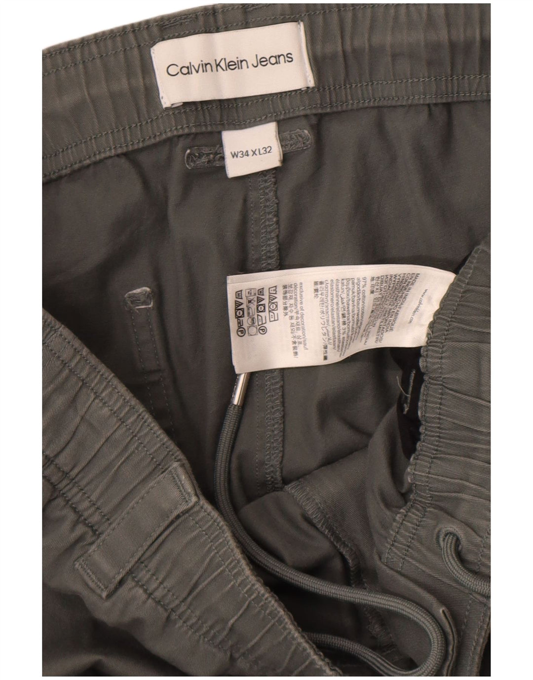 Calvin Klein Pantalon cargo pour homme W34 L32 Gris Coton