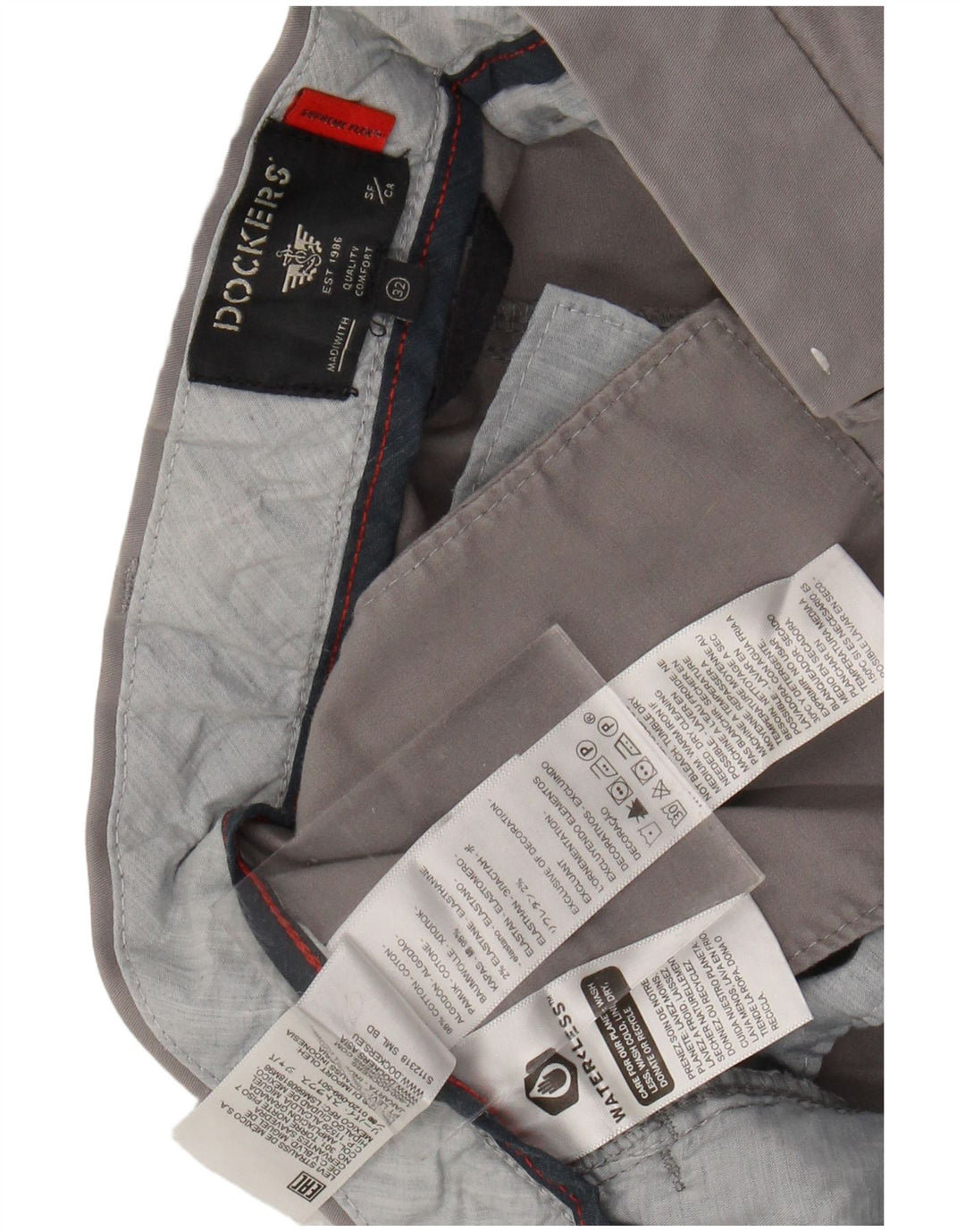 DOCKERS Short Chino Homme W32 Gris Moyen Coton