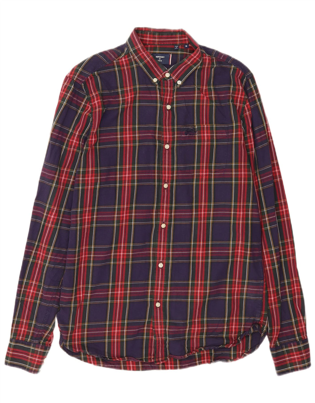 Superdry Chemise Flanelle Homme Bleu Marine Moyen Carreaux Coton