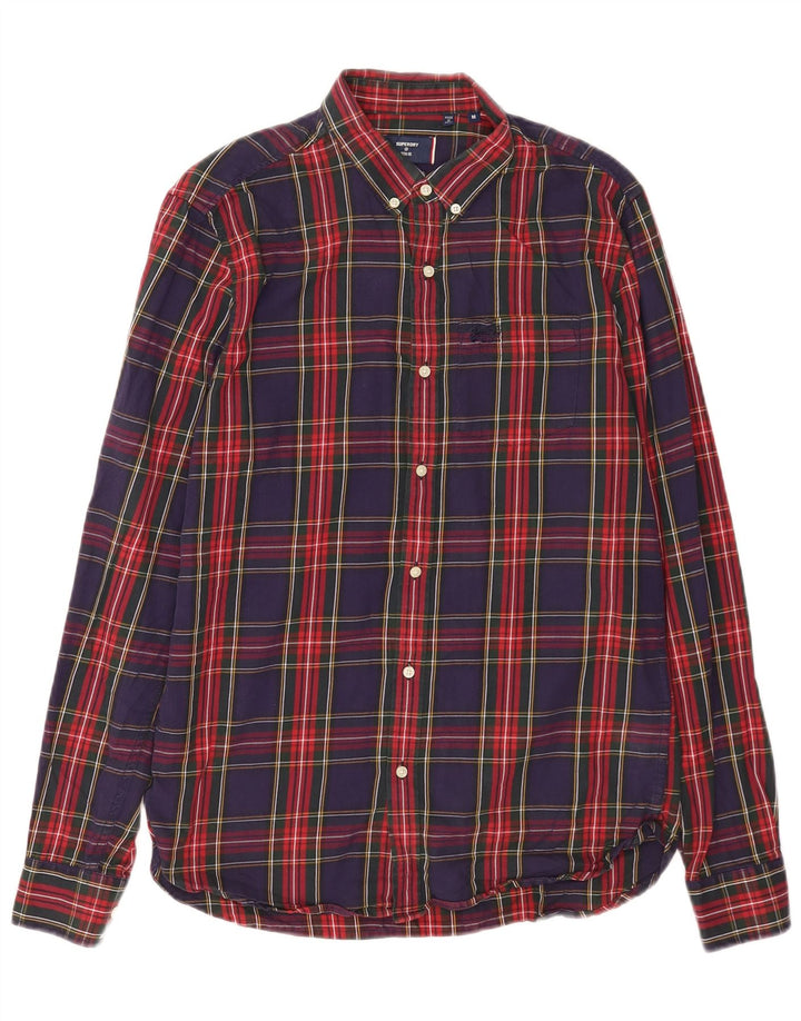 Superdry Chemise Flanelle Homme Bleu Marine Moyen Carreaux Coton
