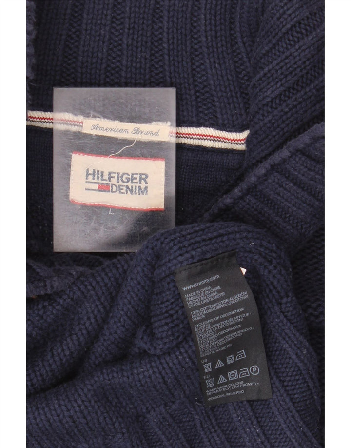 Tommy Hilfiger Pull à col boutonné pour homme en coton bleu marine Taille L