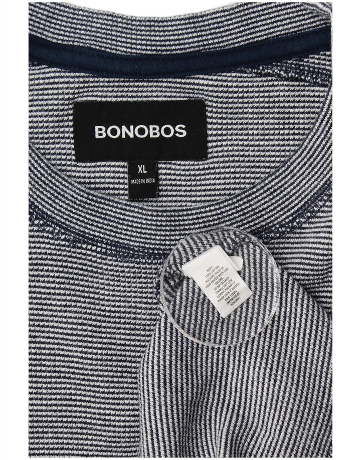 BONOBOS Haut Homme Manches Longues XL Bleu Rayure Coton