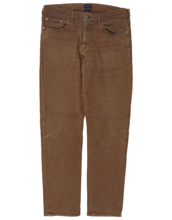 Gant Mens Regular Fit Casual Trousers W36 L34 Brown