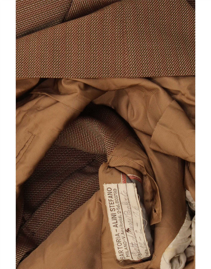 vintage Homme 3 Bouton Blazer Veste UK 36 Petit Marron Rayé Classique