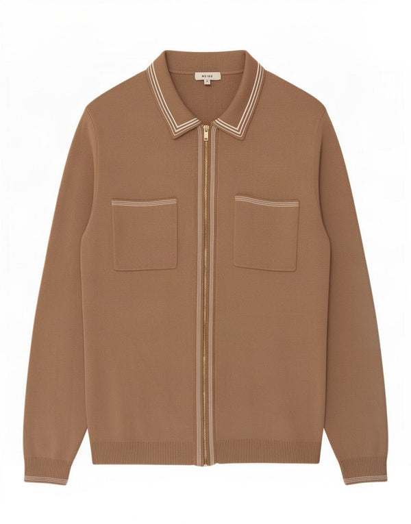 Reiss Mens Cardigan Sweater Large Brown Viscose
