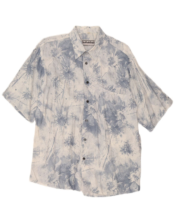 vintage Chemise à manches courtes pour hommes Bleu moyen Tie Dye