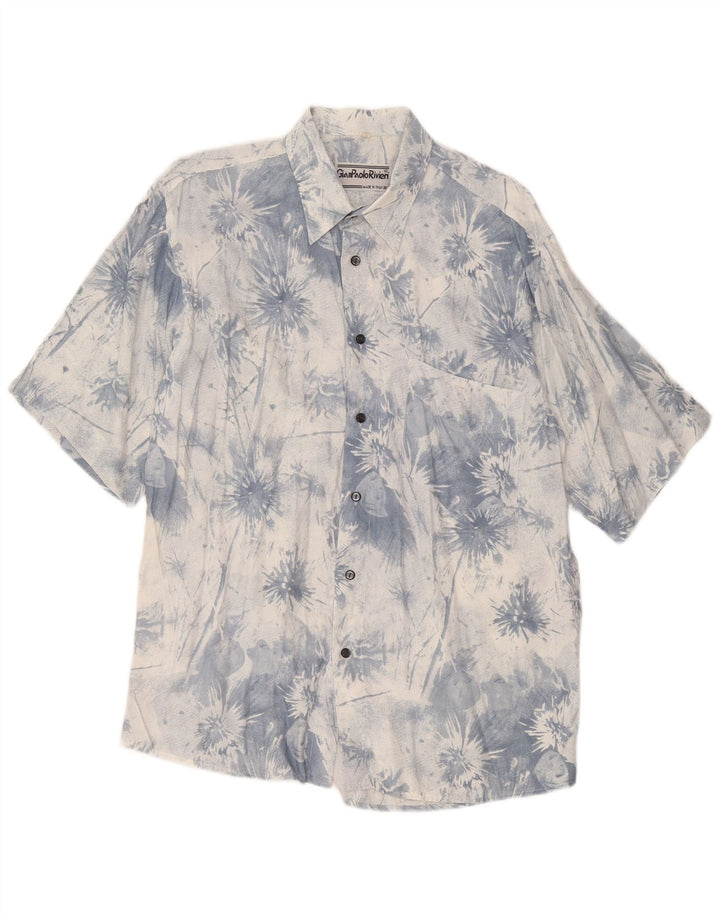 vintage Chemise à manches courtes pour hommes Bleu moyen Tie Dye