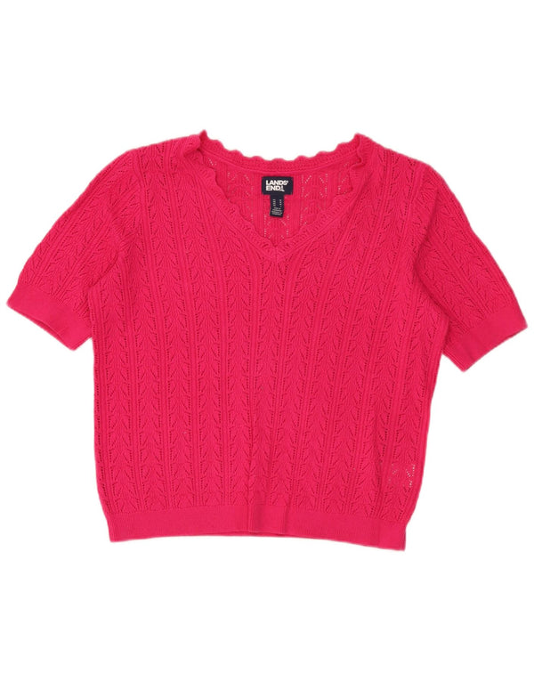 Lands End Pull ample à col en V pour femme Rose moyen UK 14