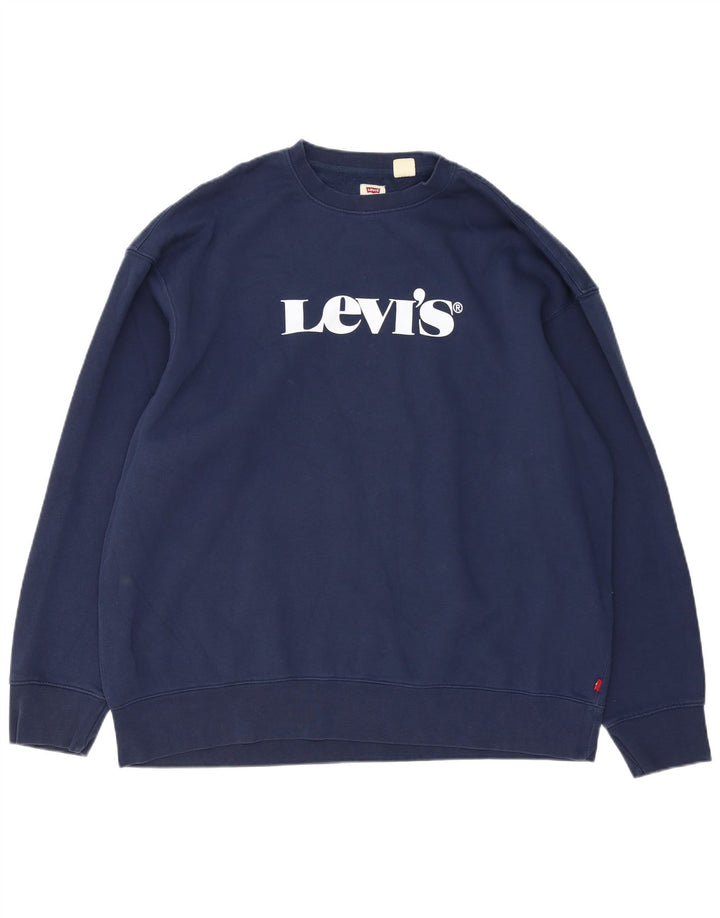 Levi's Casual Graphic Sweatshirt Jumper XL Homme Bleu Marine Coton
