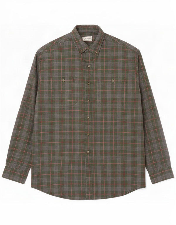 L.L.Bean Chemise en flanelle pour homme à grands carreaux verts