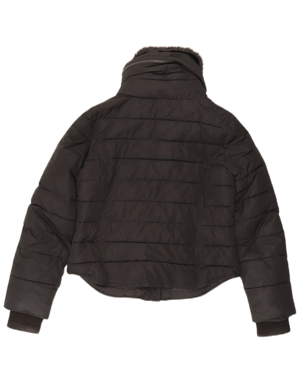French Connection Veste matelassée à capuche pour femme UK 10 Small Noir Polyester