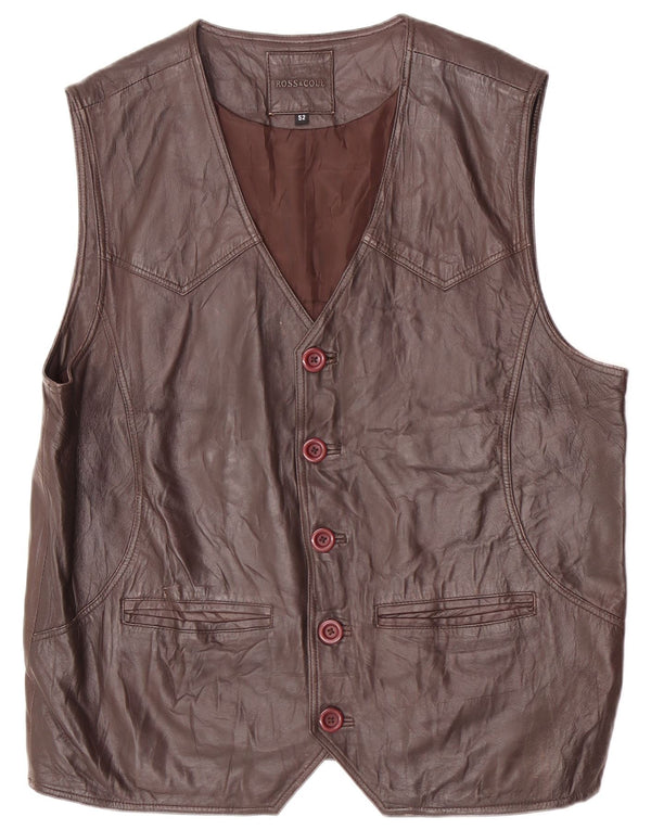 Ross&Cole Gilet en cuir pour homme IT 52 XL Marron