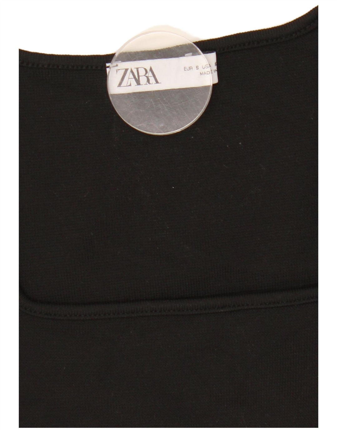 Zara Womens Crop Top Manches Longues UK 8 Petit Noir