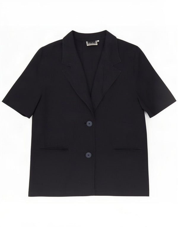 Luisa Spagnoli Veste blazer à manches courtes pour femme UK 16 Large Bleu marine