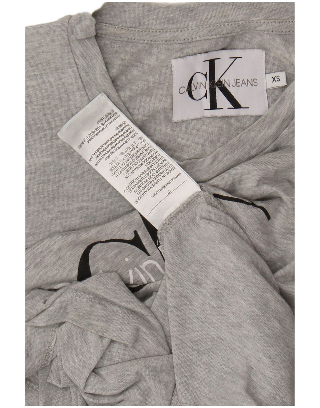 CALVIN KLEIN JEANS T-shirt graphique pour femme UK 6 XS Gris chiné en coton
