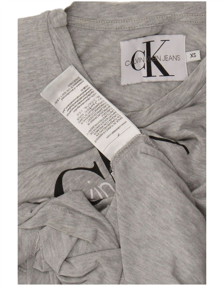 CALVIN KLEIN JEANS T-shirt graphique pour femme UK 6 XS Gris chiné en coton