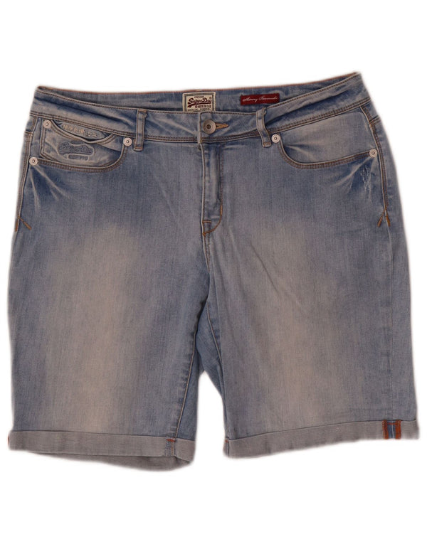 Superdry Bermuda Skinny Denim W30 Femme Bleu Moyen Coton