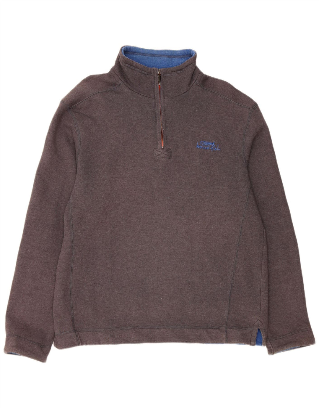 Weird Fish Sweat-Shirt Col Zippé Homme Gris Moyen Coton