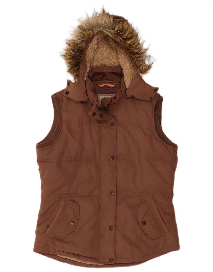 Fat Face Gilet rembourré à capuche pour femme UK 12 Marron moyen Polyester