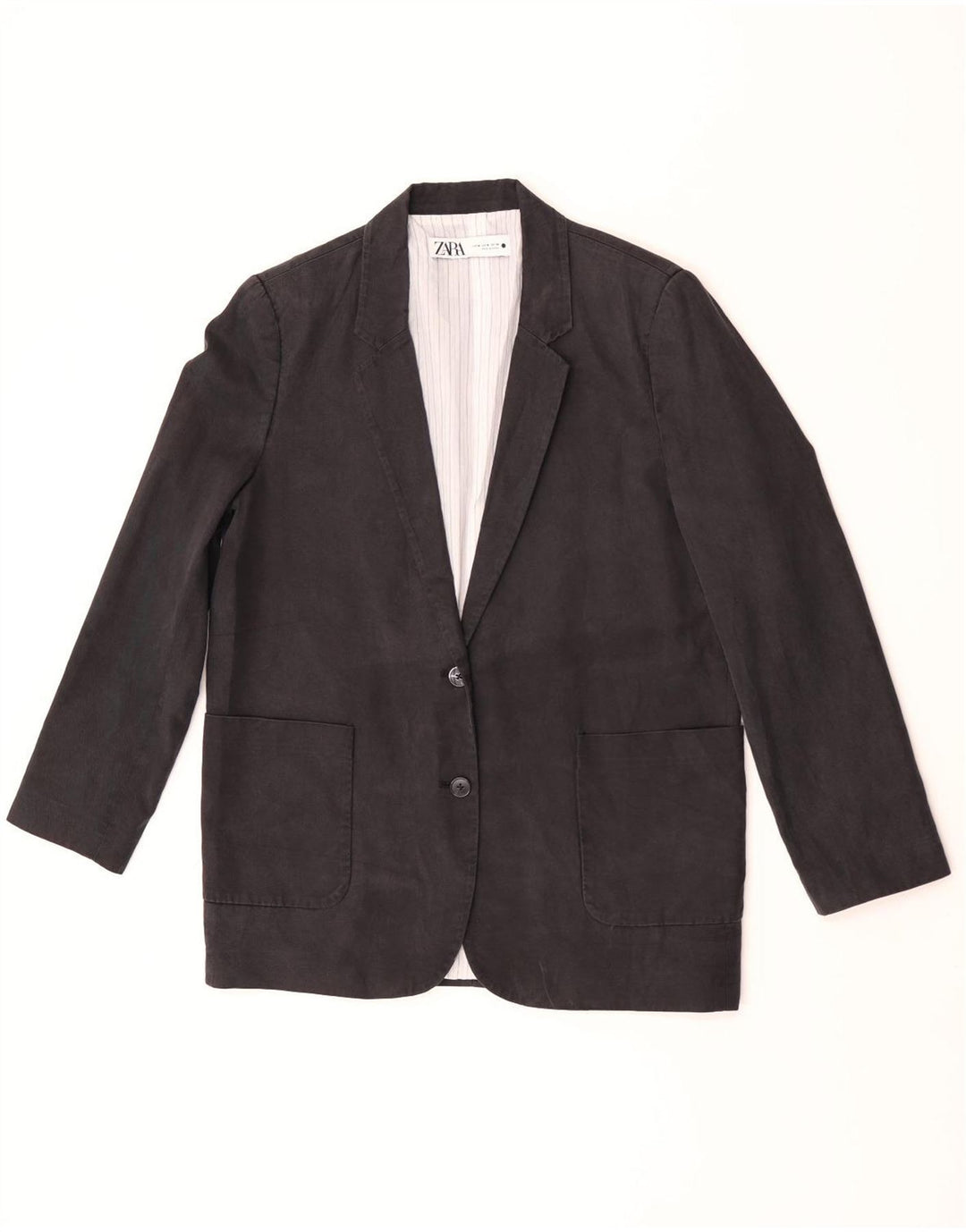Zara Womens 2 Button Blazer Jacket UK 14 NMedium Noir Lin