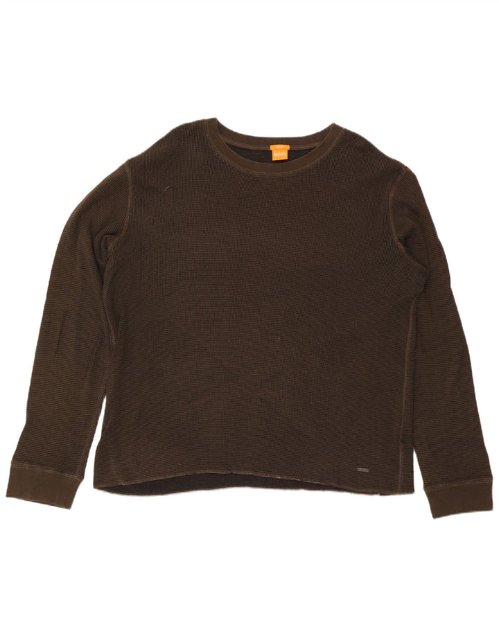 Hugo Boss Haut à manches longues pour homme 3XL en coton marron