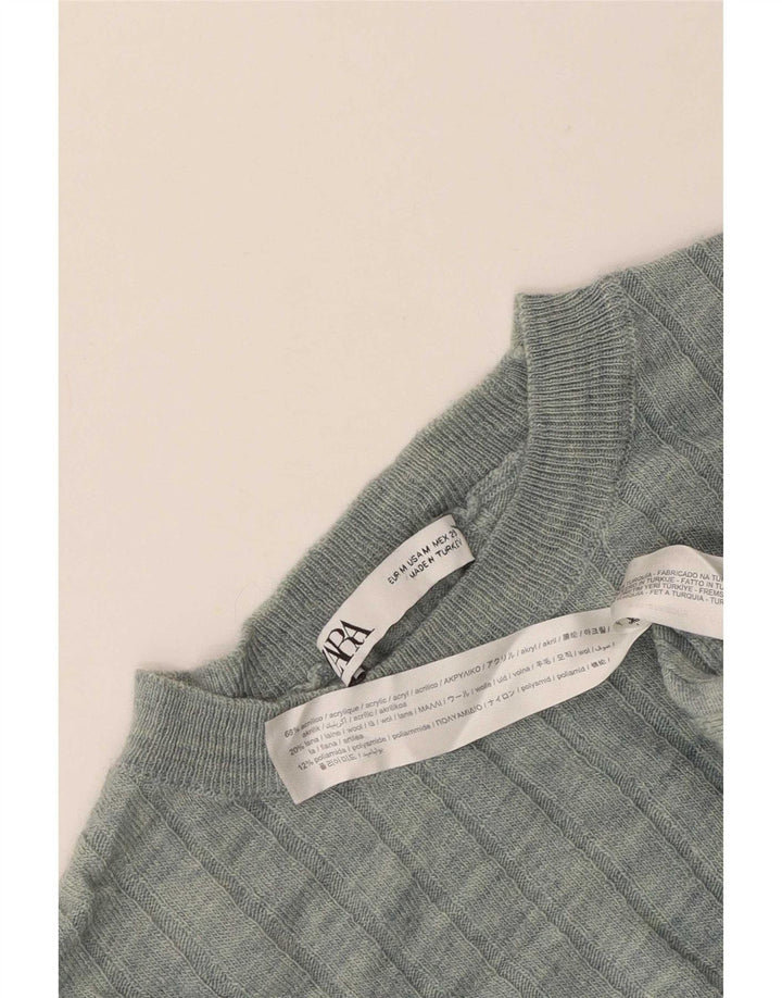 Zara Pull Col Rond Homme Vert Moyen Acrylique