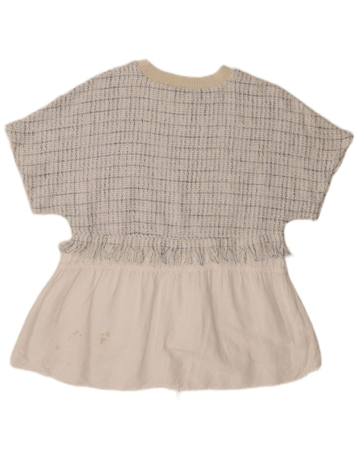 Zara Womens Blouse Top UK 14 Medium White Check Coton