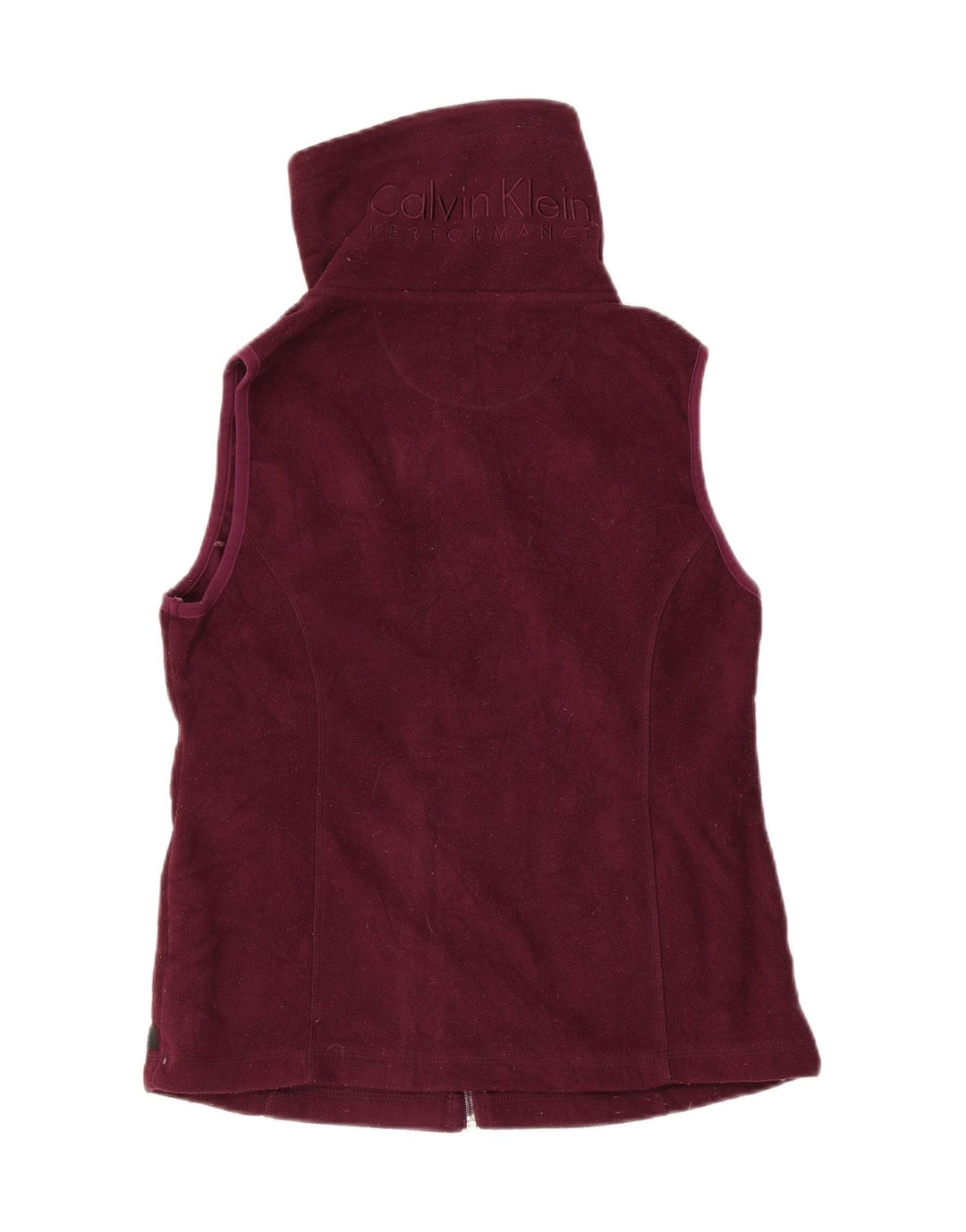 CALVIN KLEIN Gilet polaire graphique pour femme UK 12 Polyester bordeaux moyen