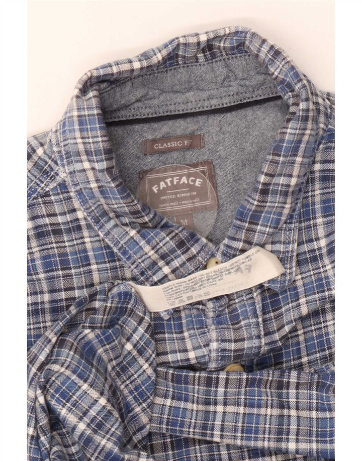 Fat Face Chemise Classique en Flanelle à Carreaux Homme Bleu Moyen en Coton à Carreaux