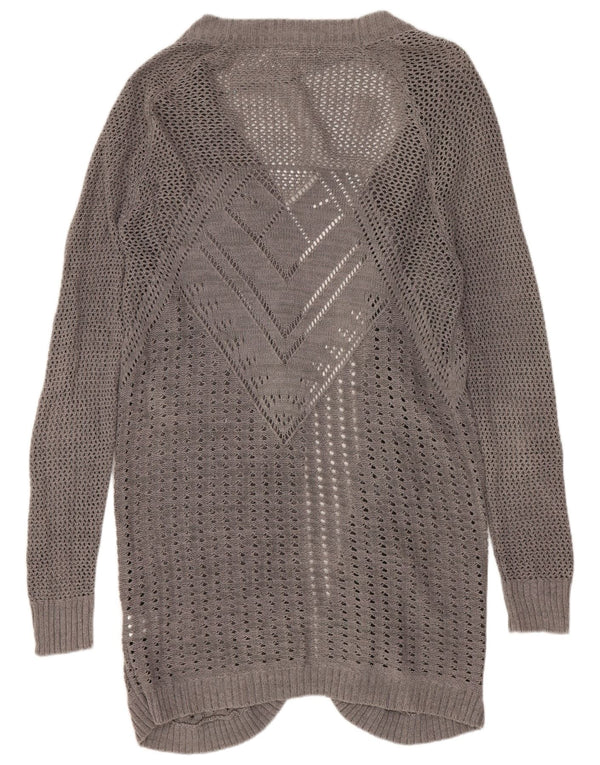 Roxy Cardigan Long pour Femme UK 14 Coton Gris Moyen