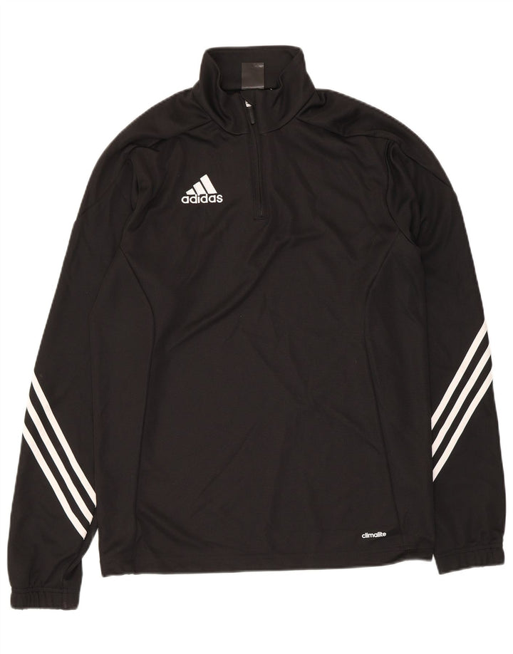 Adidas Hommes Climalite Zip Neck Pull Survêtement Top Petit Noir Polyester