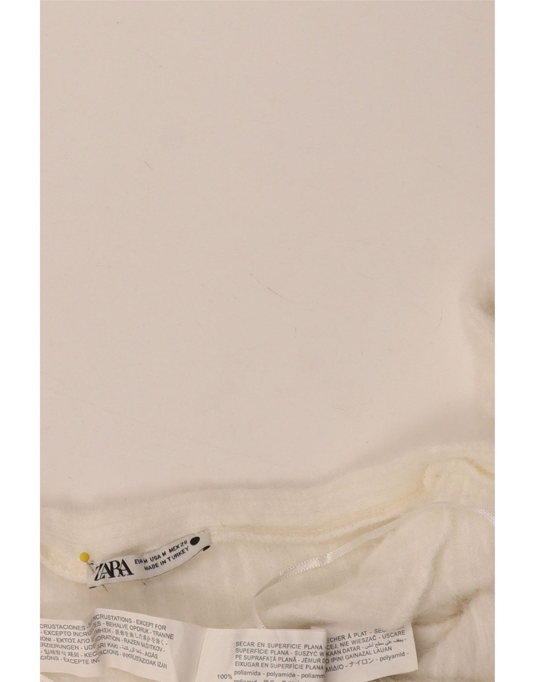 Zara Femme Haut court à épaules dénudées UK 12 Polyamide blanc moyen