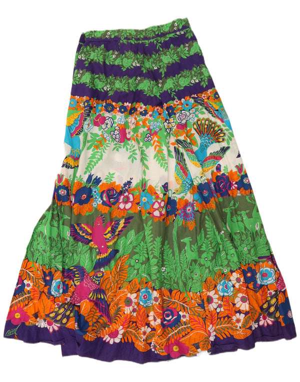 vintage Femme Gypsy Jupe UK 14 Moyen W26 Coton Floral Multicolore