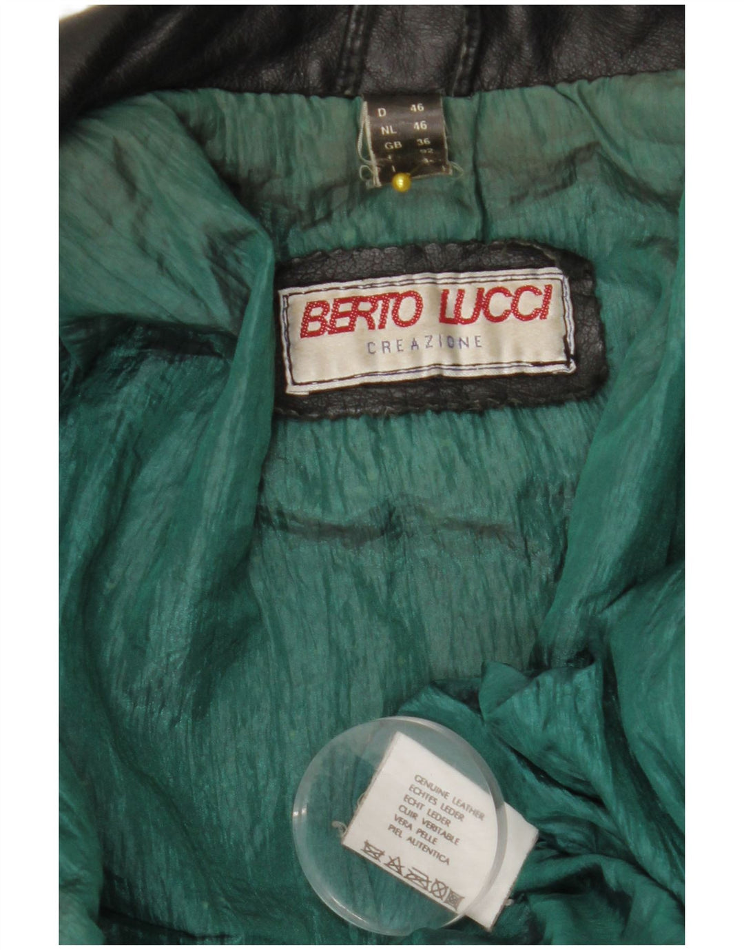 BERTO LUCCI Veste de motard en cuir pour homme UK 36 Petit cuir noir