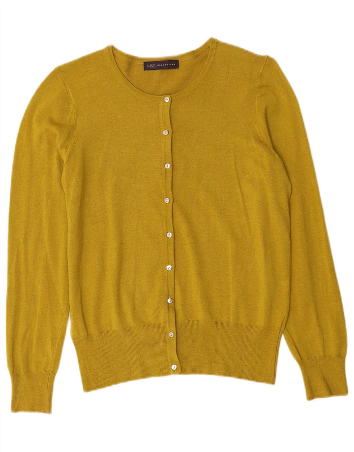 MARKS & SPENCER Pull Cardigan Femme UK 10 Petit Jaune