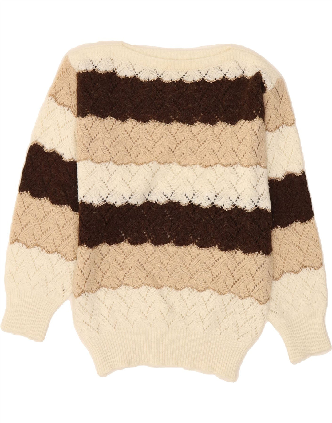 VINTAGE Womens Boat Neck Jumper Sweater IT 42 Medium Multicoloured Striped Vintage Vintage and Second-Hand Vintage from Messina Hembry 